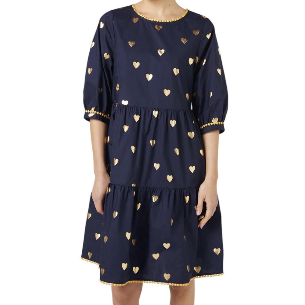 Gorman Dress Women Size‎ 8 Navy Blue Midi Heart Romance Party Date Valentine's